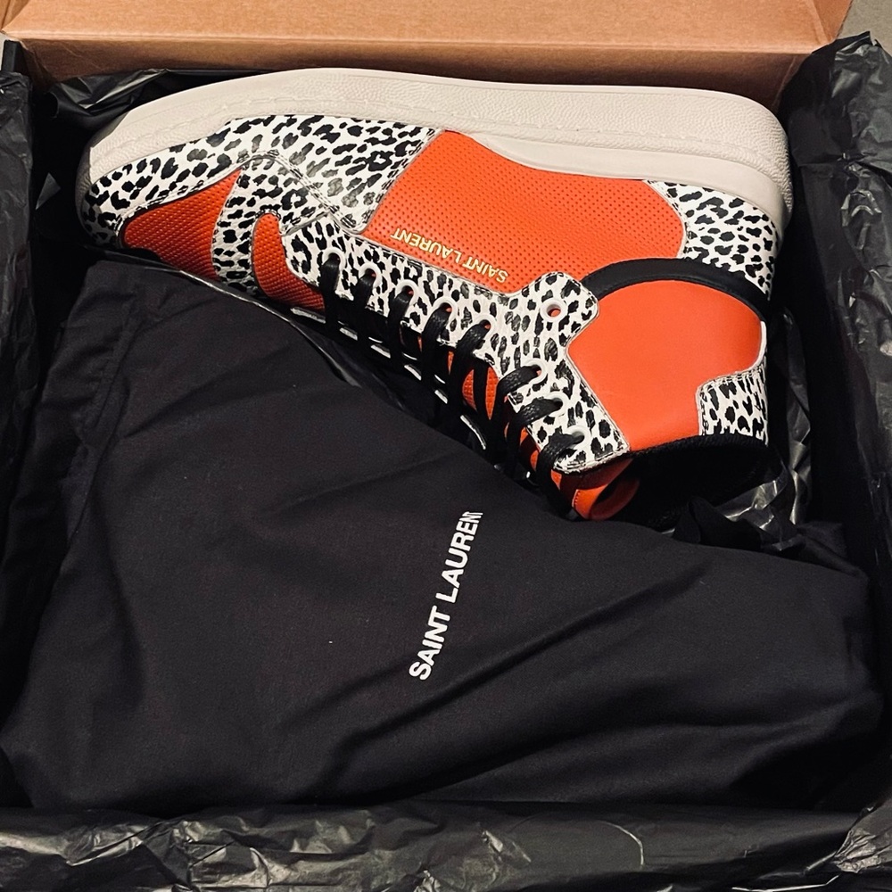 Saint Laurent - Hightop Sneakers - Size 7 US Mens - Leopard Print - Size 40 IT